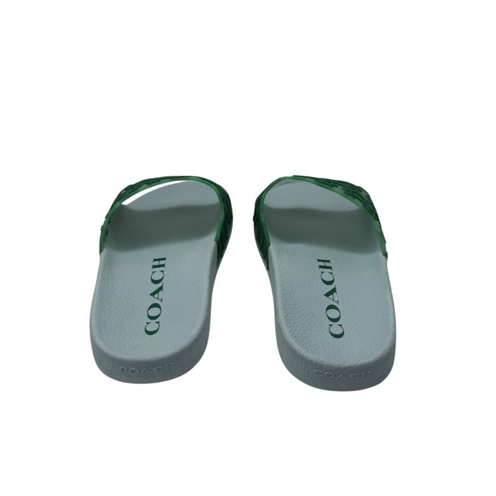 Coach Udele Signature Rubber Slides Green & Waterfall Size 7 - Picture 6 of 10